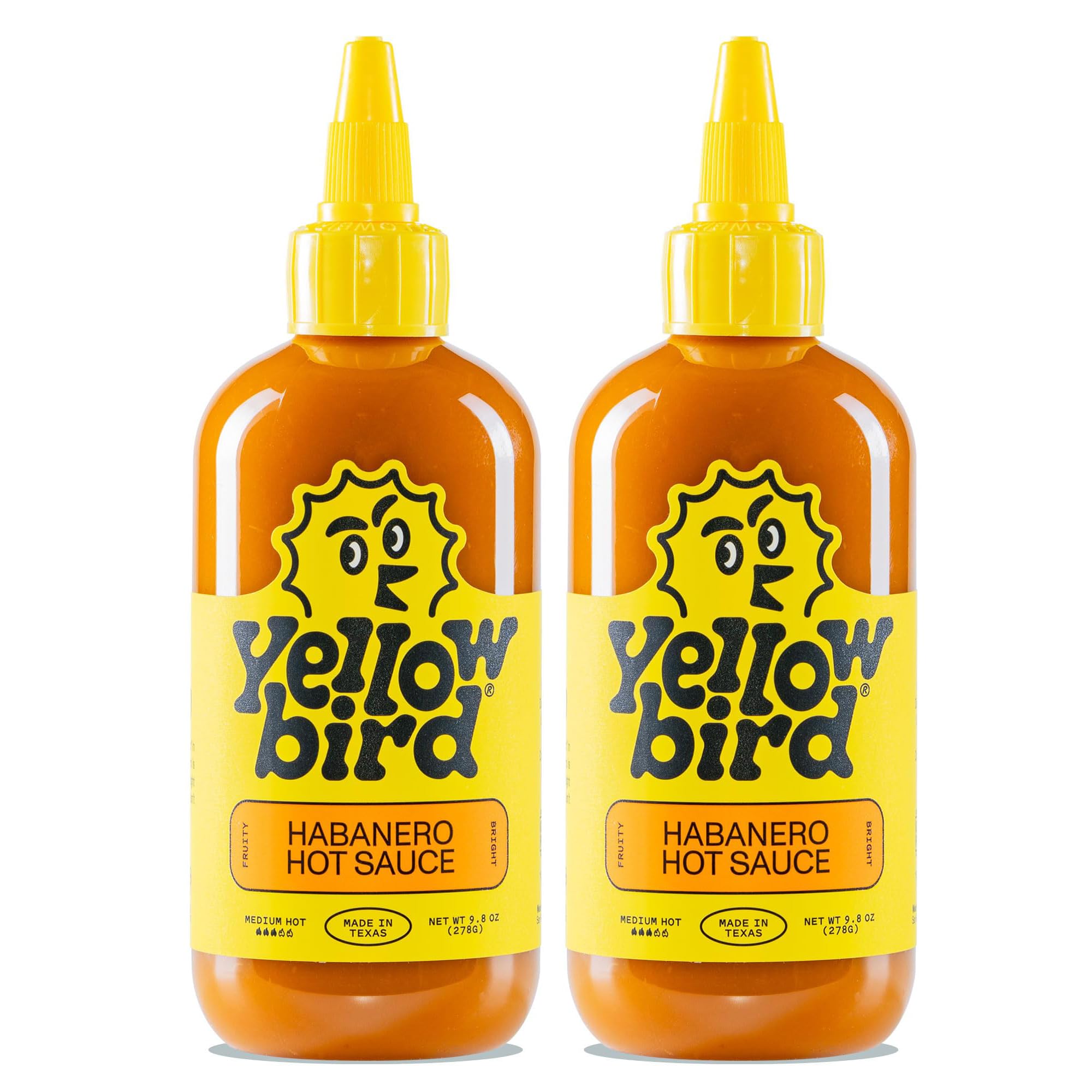 Yellowbird® Classic Habanero Hot Sauce 9.8 oz Medium Hot 2 Bottles Made in Texas